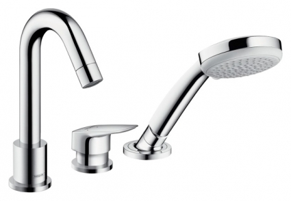 Смеситель Hansgrohe Logis на борт ванны однорычажный, хром, длина излива 11.1 см