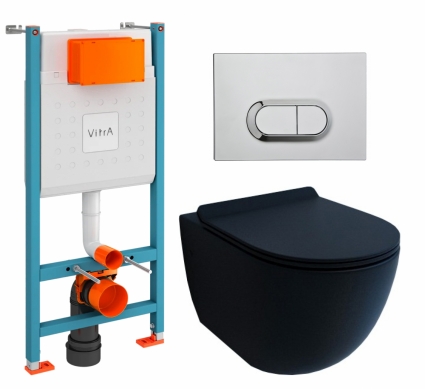 Комплект 3 в 1 инсталляция VitrA V-Fix Core + Унитаз подвесной Esbano Garcia + кнопка хром