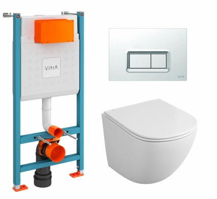Комплект 3 в 1 инсталляция VitrA V-Fix Core +  Унитаз подвесной Owl 1975 Cirkel-H OWLT190302  + кнопка хром