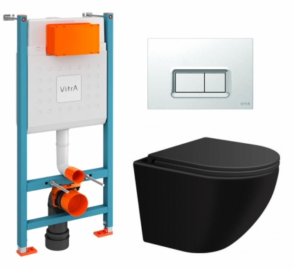Комплект 3 в 1 инсталляция VitrA V-Fix Core + Подвесной унитаз SinteSi EVI + кнопка хром
