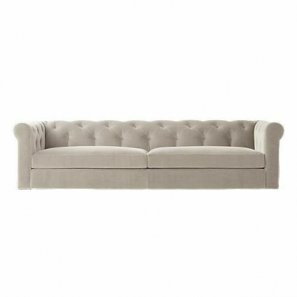 Диван IdealBeds Modena Chesterfield Collection светло-серого цвета с подлокотниками, с подушками