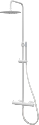 Душевая стойка Paffoni Mini Birillo ZCOL638KLIQBO с термостатом, белый матовый, штанга 126.5 см, шланг металлический 150 см
