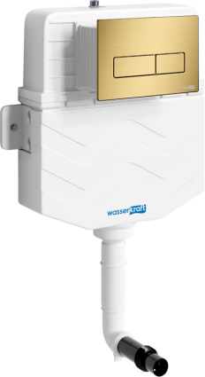 Смывной бачок скрытого монтажа Wasserkraft Aller 10TLT.031.ME.MG03 с кнопкой смыва матовое золото, 50x11.2x78.99 см