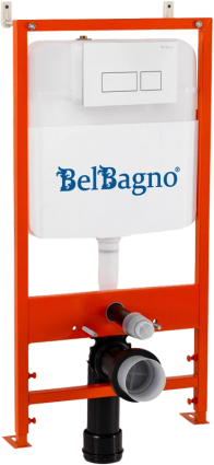 Комплект BelBagno BB026/BB042BL с кнопкой смыва белой глянцевой, 54.8x19.5x107 см,  в современном стиле