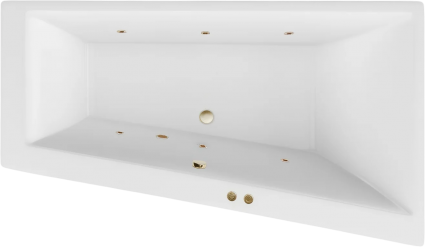 Акриловая ванна Excellent Sfera Soft R 170x100 см, угловая, с гидромассажем, с каркасом, со сливом-переливом, фурнитура бронза, асимметричная, объем 270 л.
