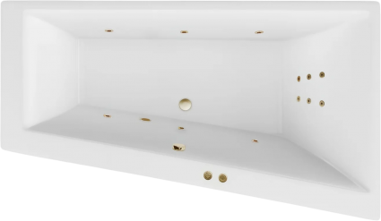 Акриловая ванна Excellent Sfera Line R 170x100 см, угловая, с гидромассажем, с каркасом, со сливом-переливом, фурнитура бронза, асимметричная, объем 270 л.