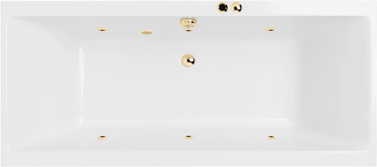 Акриловая ванна Excellent Pryzmat Soft 180x80 см, с гидромассажем, с каркасом, со сливом-переливом, фурнитура золото, прямоугольная, объем 250 л.