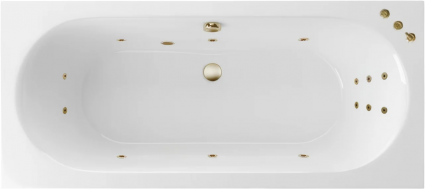 Акриловая ванна Excellent Oceana Slim Smart 180x80 см, с гидромассажем, с каркасом, со сливом-переливом, фурнитура бронза, прямоугольная, встраиваемая