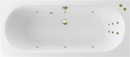 Акриловая ванна Excellent Oceana Slim Line 180x80 см, с гидромассажем, с каркасом, со сливом-переливом, фурнитура бронза, прямоугольная, встраиваемая