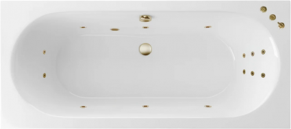 Акриловая ванна Excellent Oceana Slim Smart 170x75 см, с гидромассажем, с каркасом, со сливом-переливом, фурнитура бронза, прямоугольная, встраиваемая