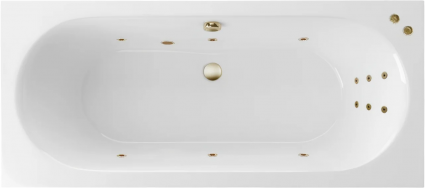 Акриловая ванна Excellent Oceana Slim Line 170x75 см, с гидромассажем, с каркасом, со сливом-переливом, фурнитура бронза, прямоугольная, встраиваемая