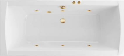 Акриловая ванна Excellent Aquaria Lux Slim Soft 180x80 см, с гидромассажем, с каркасом, со сливом-переливом, фурнитура золото, прямоугольная, встраиваемая