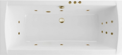 Акриловая ванна Excellent Aquaria Lux Slim Smart 180x80 см, с гидромассажем, с каркасом, со сливом-переливом, фурнитура бронза, прямоугольная, встраиваемая