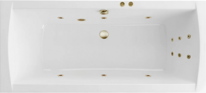 Акриловая ванна Excellent Aquaria Lux Slim Line 180x80 см, с гидромассажем, с каркасом, со сливом-переливом, фурнитура бронза, прямоугольная, встраиваемая