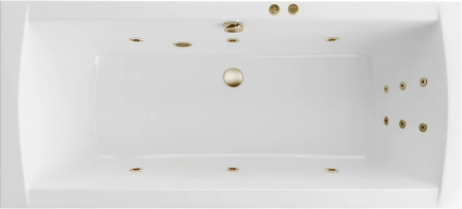 Акриловая ванна Excellent Aquaria Lux Line 180x80 см, с гидромассажем, с каркасом, со сливом-переливом, фурнитура бронза, прямоугольная, объем 275 л.