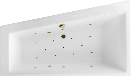 Акриловая ванна Excellent Sfera Slim Relax L 170x100 см, угловая, с гидромассажем, с каркасом, со сливом-переливом, фурнитура бронза, асимметричная, встраиваемая, объем 270 л.