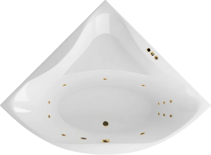 Акриловая ванна Excellent Glamour Smart 150x150 см, угловая, с гидромассажем, с каркасом, со сливом-переливом, фурнитура золото, четверть круга, объем 340 л.