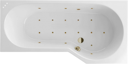 Акриловая ванна Excellent Be Spot Relax 160x80 см, угловая, с гидромассажем, с каркасом, со сливом-переливом, фурнитура бронза, асимметричная, объем 190 л.