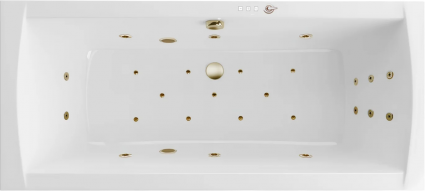 Акриловая ванна Excellent Aquaria Lux Ultra 180x80 см, с гидромассажем, с каркасом, со сливом-переливом, фурнитура бронза, прямоугольная, объем 275 л.