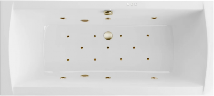 Акриловая ванна Excellent Aquaria Lux Relax 180x80 см, с гидромассажем, с каркасом, со сливом-переливом, фурнитура бронза, прямоугольная, объем 275 л.