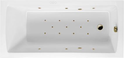 Акриловая ванна Excellent Aquaria Relax 170x75 см, с гидромассажем, с каркасом, со сливом-переливом, фурнитура бронза, прямоугольная, объем 220 л.