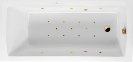 Акриловая ванна Excellent Aquaria Relax 140x70 см, с гидромассажем, с каркасом, со сливом-переливом, фурнитура золото, прямоугольная, объем 180 л.