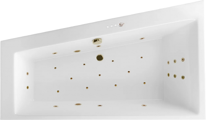 Акриловая ванна Excellent Sfera Slim Ultra L 170x100 см, угловая, с гидромассажем, с каркасом, со сливом-переливом, фурнитура бронза, асимметричная, встраиваемая, объем 270 л.
