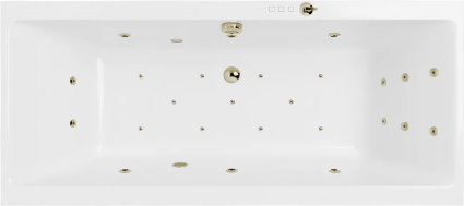 Акриловая ванна Excellent Pryzmat Ultra 200x90 см, с гидромассажем, с каркасом, со сливом-переливом, фурнитура бронза, прямоугольная, объем 380 л.