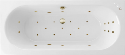 Акриловая ванна Excellent Oceana Slim Ultra 180x80 см, с гидромассажем, с каркасом, со сливом-переливом, фурнитура бронза, прямоугольная, встраиваемая
