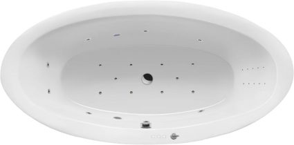 Акриловая ванна Excellent Lumina Ultra Nano 190x95 см, с гидромассажем, овальная, с каркасом, со сливом-переливом, объем 260 л.