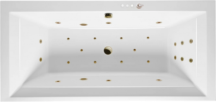 Акриловая ванна Excellent Crown Grand Ultra 190x90 см, с гидромассажем, с каркасом, со сливом-переливом, фурнитура бронза, прямоугольная, объем 265 л.