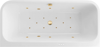 Акриловая ванна Excellent Arana Relax 180x85 см, с гидромассажем, с каркасом, со сливом-переливом, фурнитура золото, прямоугольная, объем 260 л.