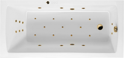 Акриловая ванна Excellent Aquaria Ultra 170x75 см, с гидромассажем, с каркасом, со сливом-переливом, фурнитура золото, прямоугольная, объем 220 л.