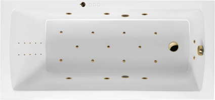 Акриловая ванна Excellent Aquaria Ultra Nano 160x70 см, с гидромассажем, с каркасом, со сливом-переливом, фурнитура золото, прямоугольная, объем 210 л.