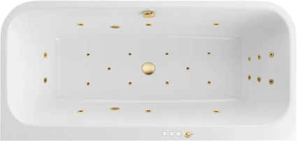 Акриловая ванна Excellent Arana Ultra 180x85 см, с гидромассажем, с каркасом, со сливом-переливом, фурнитура золото, прямоугольная, объем 260 л.