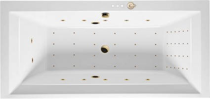 Акриловая ванна Excellent Crown Grand Nano 190x90 см, с гидромассажем, с каркасом, со сливом-переливом, фурнитура золото, прямоугольная, объем 530 л.