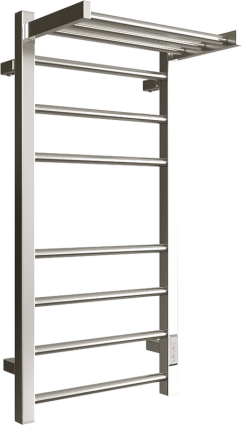 Полотенцесушитель электрический Двин Fs plaza neo 80х40, хром, с полкой, лесенка