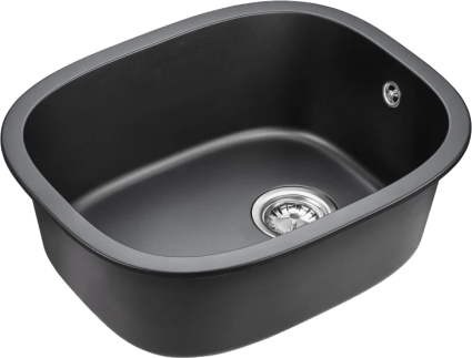 Мойка кухонная Emar Quartz EMQ-1560.P оникс матовая, овальная, 46x56 см
