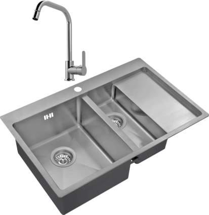 Комплект Мойка кухонная Zorg Inox R 5178-2-L + Смеситель MEGA City MG- ZRV104 хром брашированная, прямоугольная