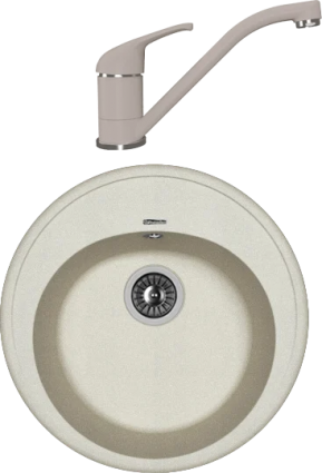 Комплект Мойка кухонная Florentina Лотос 510 грей + Смеситель Тара FL грей матовая, круглая