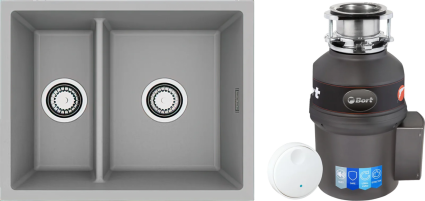 Комплект Мойка кухонная Alveus Omni Granital 50 concrete + Измельчитель Bort Titan 9000 матовая, прямоугольная