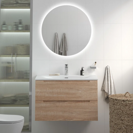 Мебель для ванной комнаты BelBagno Etna 90 rovere bianco, раковина BB-8099-90, подвесная, матовая