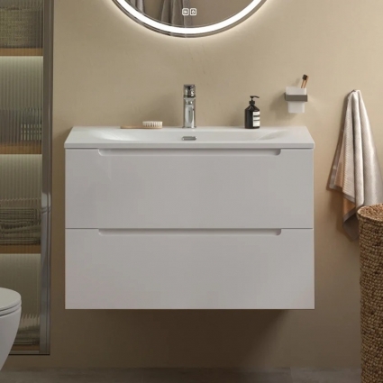 Тумба с раковиной BelBagno Etna 80 bianco lucido, раковина BB-8099-80, подвесная, глянцевая
