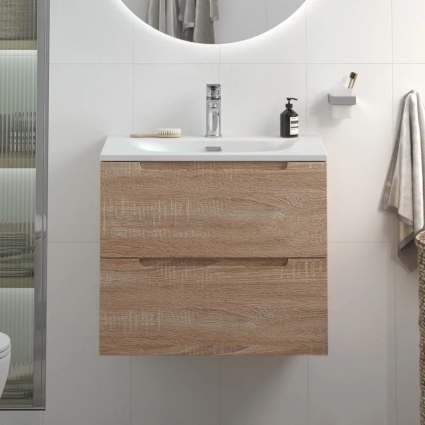 Тумба с раковиной BelBagno Etna 70 rovere bianco, раковина BB-8099-70, подвесная, матовая