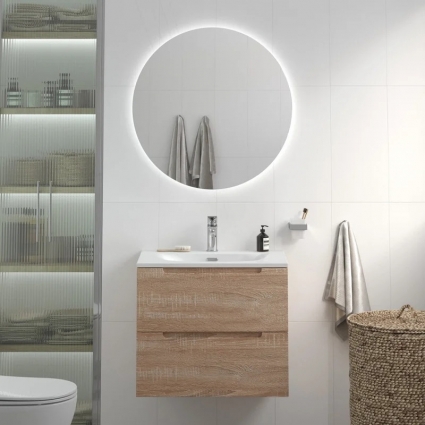 Мебель для ванной комнаты BelBagno Etna 60 rovere bianco, раковина BB-8099-60, подвесная, матовая
