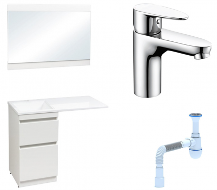 Комплект: Мебель для ванной Style Line Даллас 110 Люкс Plus + Смеситель Wasserkraft Leine 3503 + Сифон АниПласт