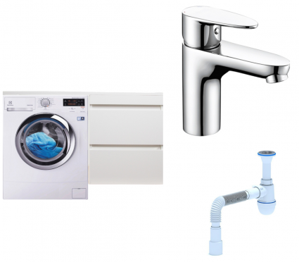 Комплект: Тумба с раковиной Style Line Даллас 110 Люкс Plus + Смеситель Wasserkraft Leine 3503 + Сифон АниПласт