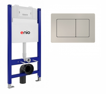 Система инсталляции для подвесных унитазов Enio Tecnico 50 с кнопкой Quadro матовая нержавеющая сталь, 52.5x9.6x105.5 см,  в современном стиле