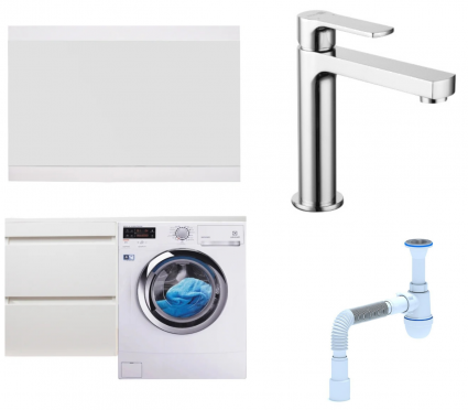Комплект: Мебель для ванной Style Line Даллас 110 Люкс Plus L + Смеситель Lemark plus Grace LM1537C + Сифон АниПласт