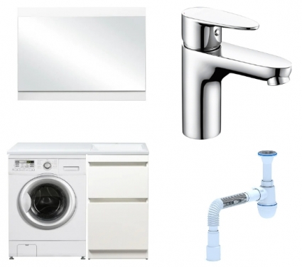 Комплект: Мебель для ванной Style Line Даллас 110 Люкс Plus R + Смеситель Wasserkraft Leine 3503 + Сифон АниПласт